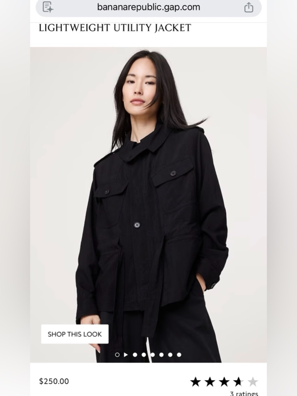 NWT Banana Republic Black Lightweight Utility Jacket Size XS